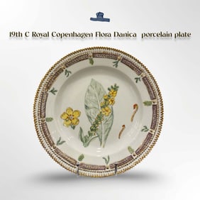 19th C. Royal Copenhagen Flora Danica Decorative Wall Plate, Signed