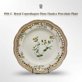19th C. Royal Copenhagen Flora Danica Decorative Wall Plate, Signed