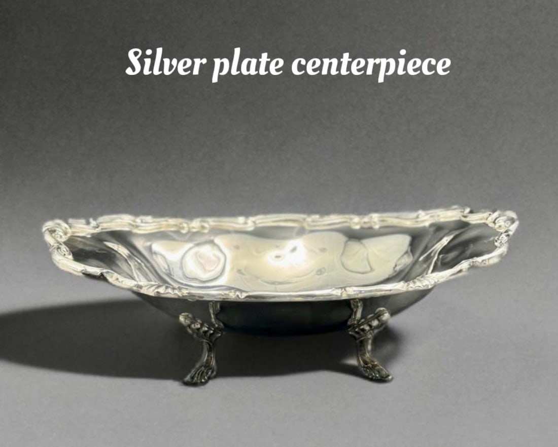 A Continental French Style Silverplate Centerpiece: A Continental French Style Silverplate Centerpiece. 13.5" x 10"