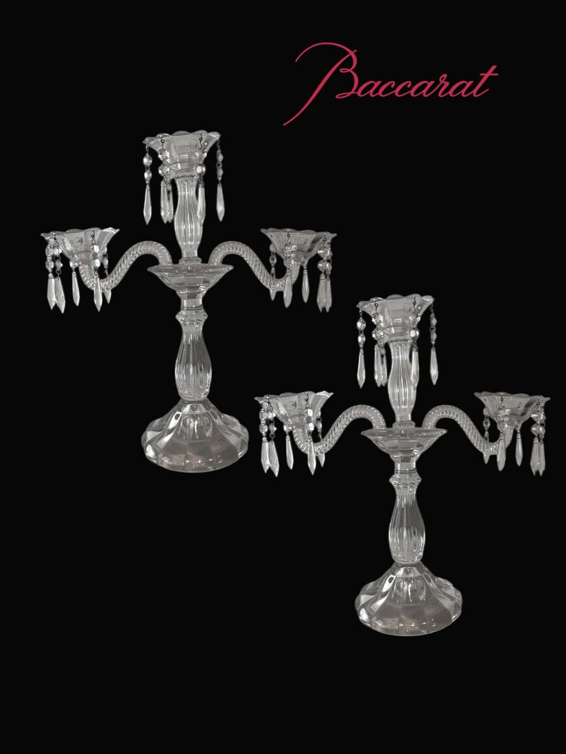 A Pair of 19th C. French Baccarat Crystal Candelabras (1 of 4)