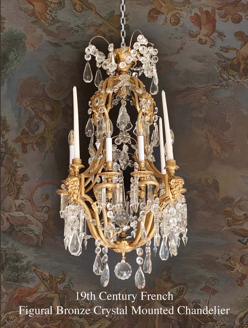 19th C. Large French Bronze & Crystal Chandelier (1 of 1)