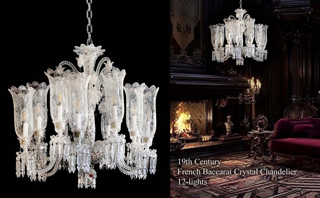 19th Century French Baccarat Crystal 12-Lights Chandelier (1 of 2)