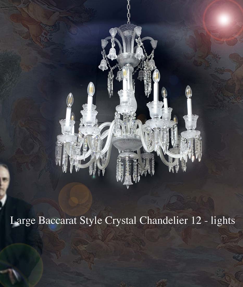 A Large Baccarat Style Crystal 12-Lights Chandelier (1 of 1)