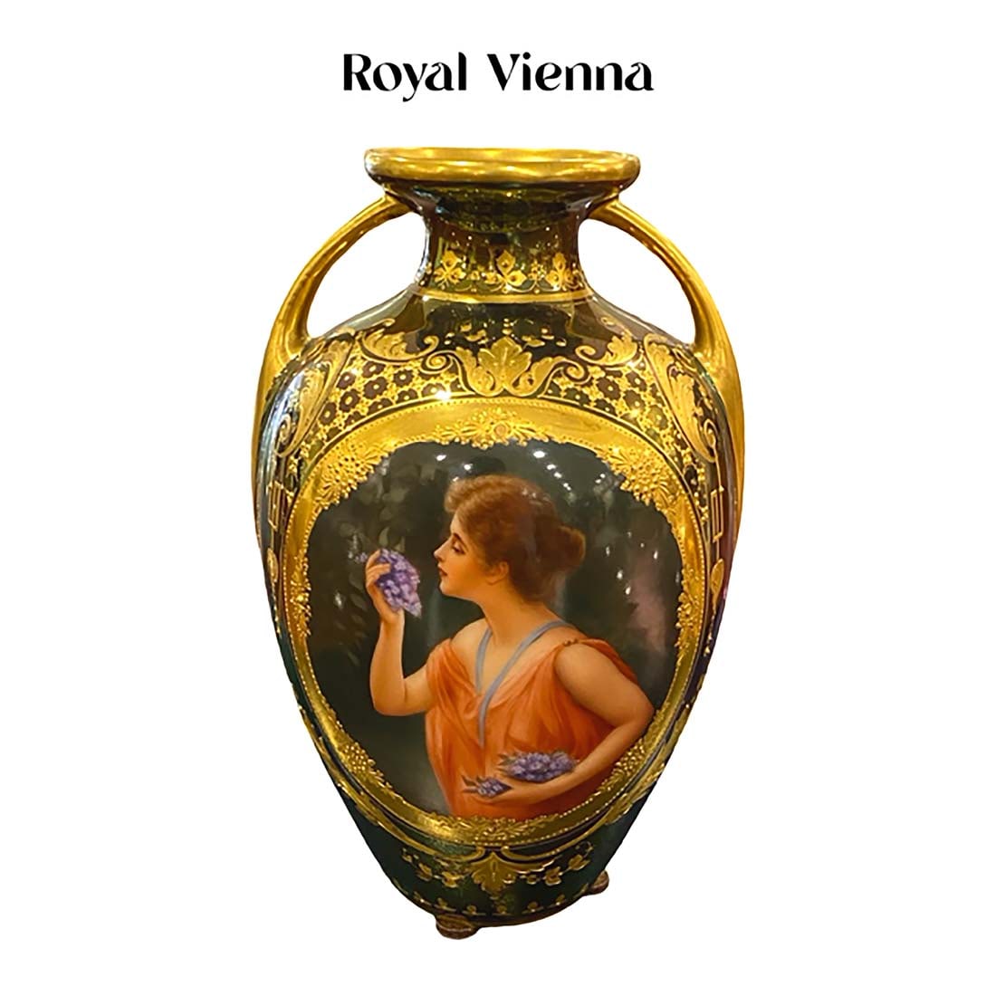 19th C. Royal Vienna Hand Painted Iridescent Porcelain Vase, Wagner Signed (1 of 4)