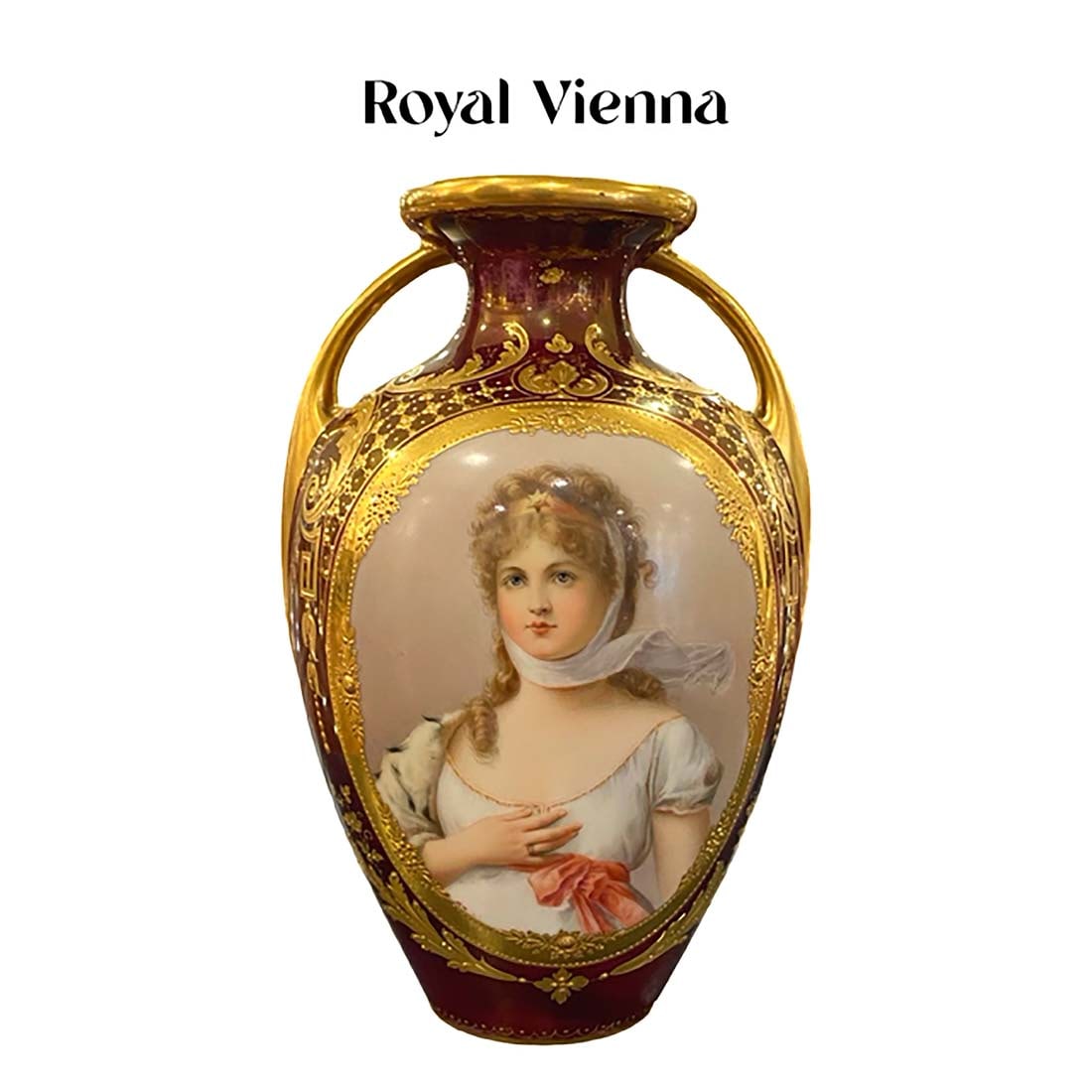19th C. Royal Vienna Hand Painted Iridescent Porcelain Vase, Signed (1 of 4)