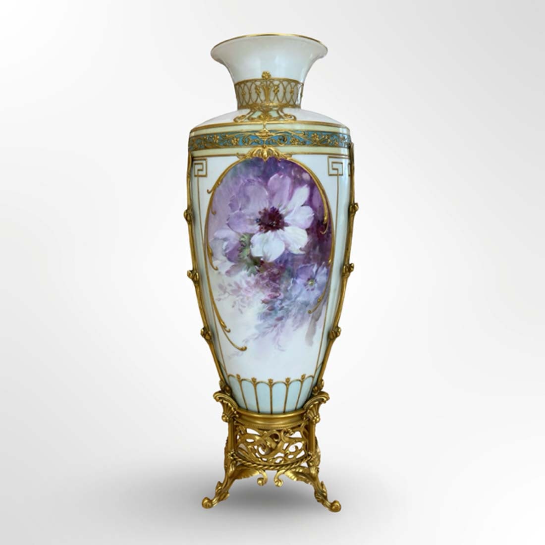 19th C. German KPM Pate-Sur-Pate Porcelain Bronze Vase, Hallmarked - 2