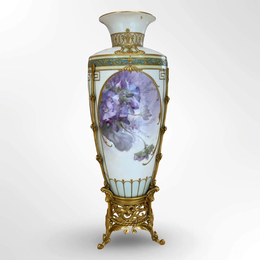 19th C. German KPM Pate-Sur-Pate Porcelain Bronze Vase, Hallmarked - 3