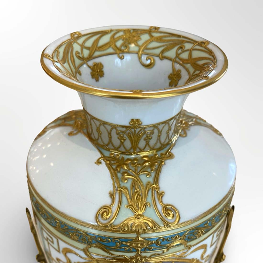 19th C. German KPM Pate-Sur-Pate Porcelain Bronze Vase, Hallmarked - 5