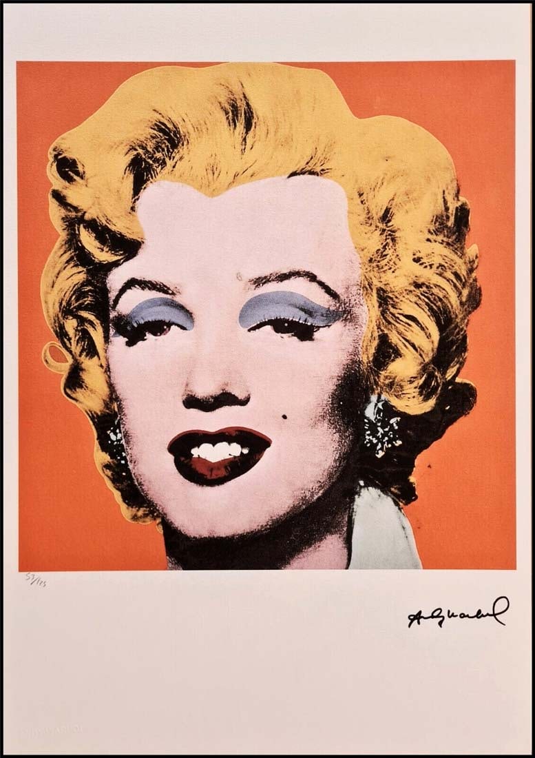 An ANDY WARHOL's Marilyn Monroe Portrait Ltd Edition Lithography: Marilyn Monroe Portrait, An ANDY WARHOL Limited Edition (#13/125) Lithograph Print. Signed of the plate and numbered by hand. Embossing Stamp, Printed on Fabriano Privilege paper by ANDY WARHOL compan