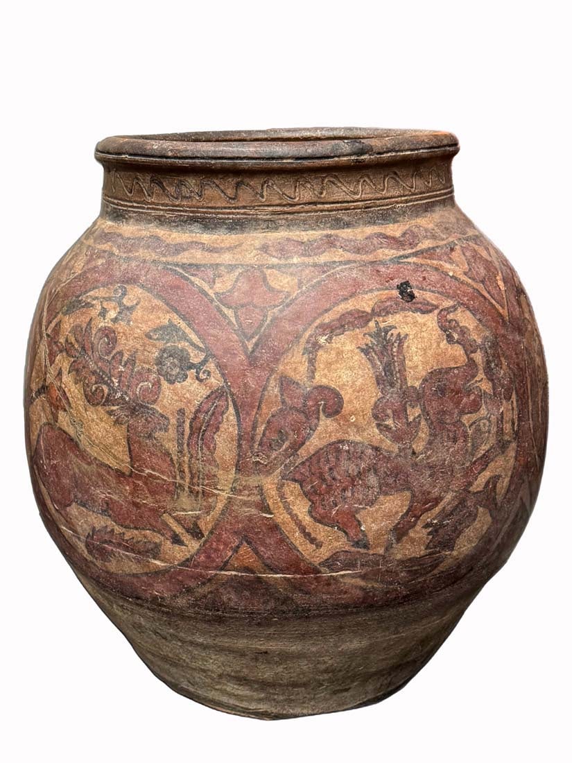 A Medieval Islamic Hand-Crafted Painted Clay Vase (1 of 7)