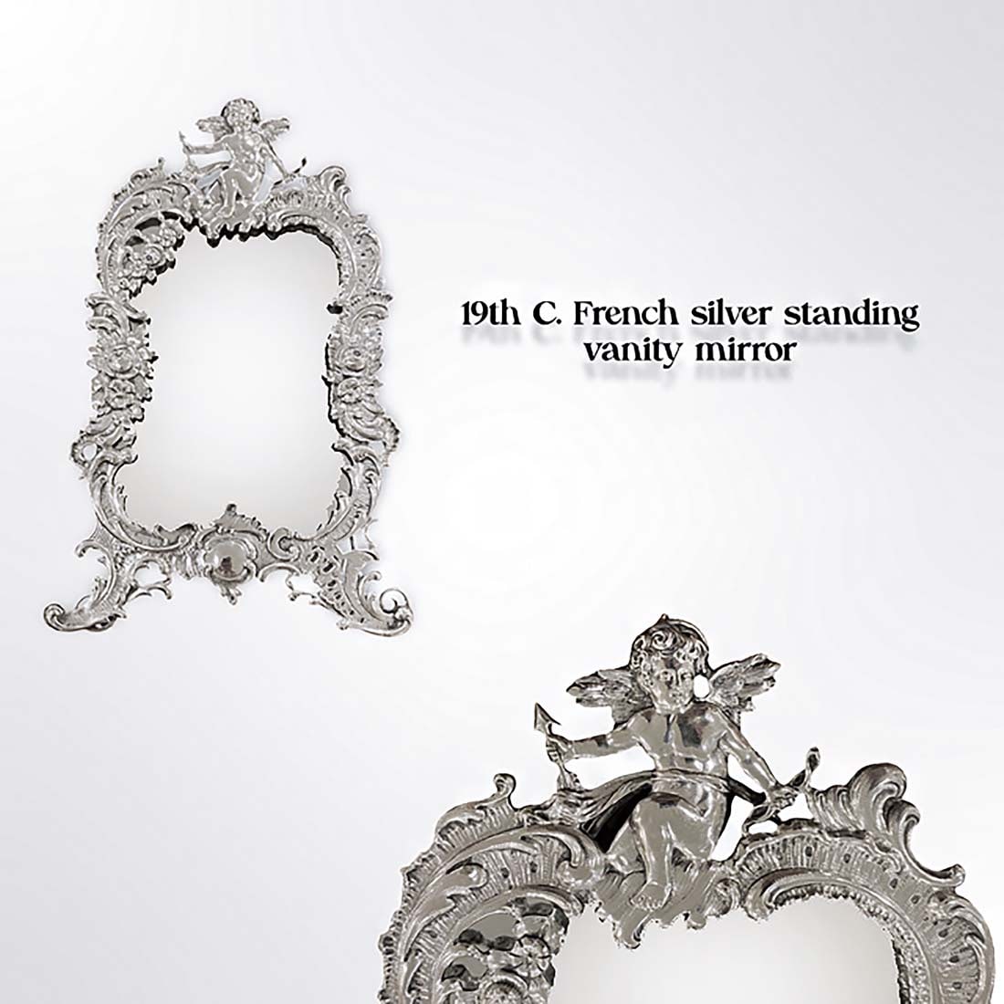 19th C. French Silver Figural Standing Vanity Mirror (1 of 4)
