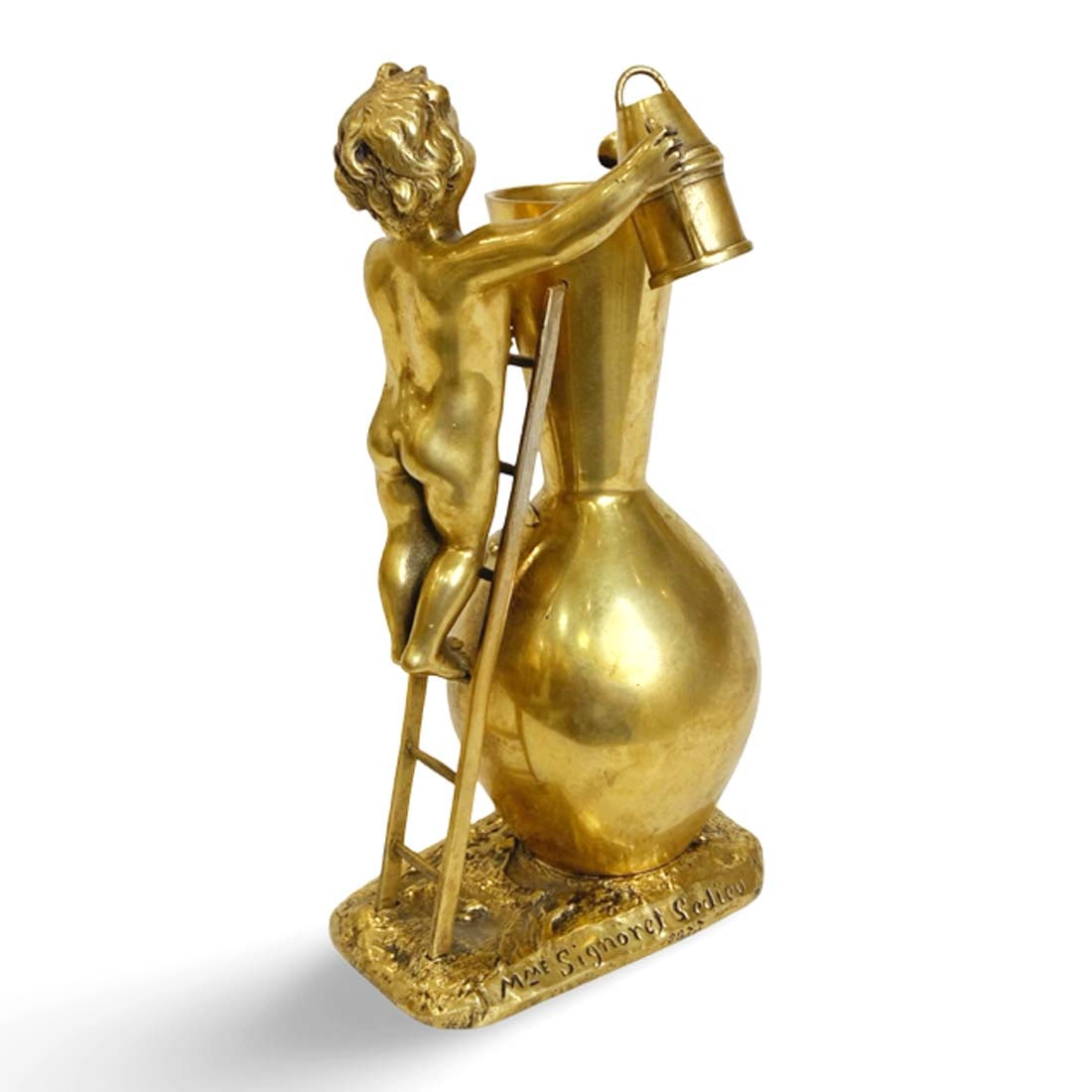 19th C. Bronze Figural Vase, Signed - 2