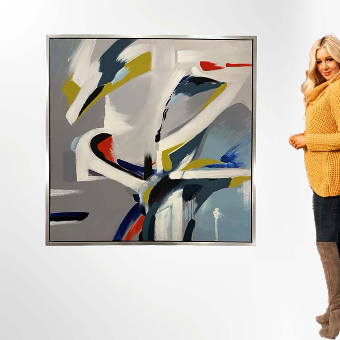 A ?Contemporary Abstract Dynamic Gestural Composition Acrylic Painting, Signed (1 of 6)