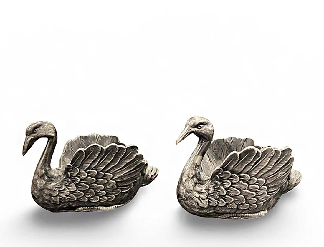 A Pair of Asian Chinese Silver Swans, Signed (1 of 7)