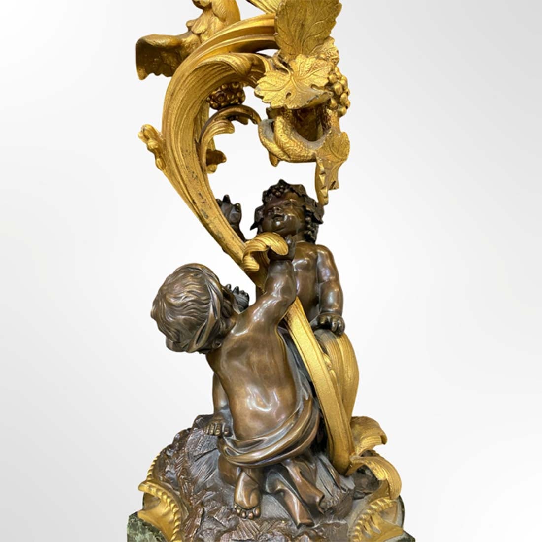 A Monumental 19th C. LEROLLE FRERES Figural Bronze & Marble Clock Set, Signed - 11