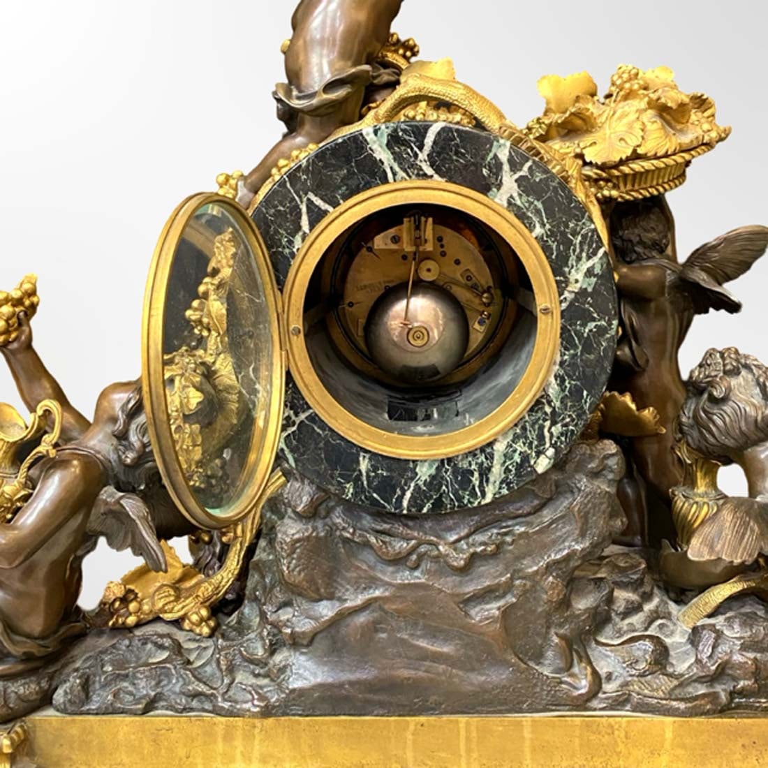A Monumental 19th C. LEROLLE FRERES Figural Bronze & Marble Clock Set, Signed - 15