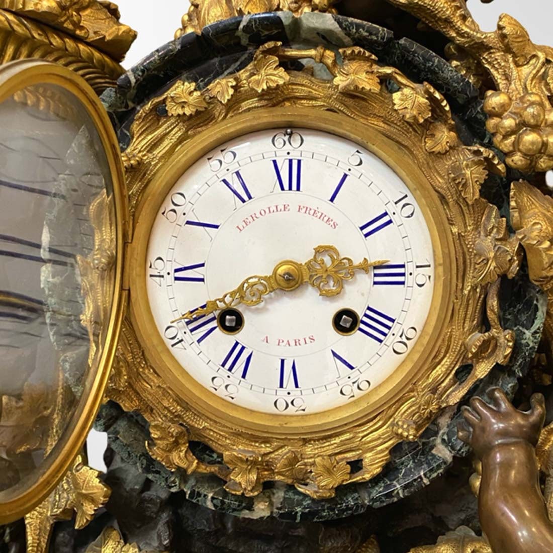 A Monumental 19th C. LEROLLE FRERES Figural Bronze & Marble Clock Set, Signed - 16