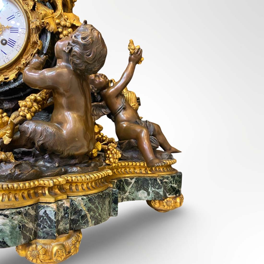 A Monumental 19th C. LEROLLE FRERES Figural Bronze & Marble Clock Set, Signed - 4