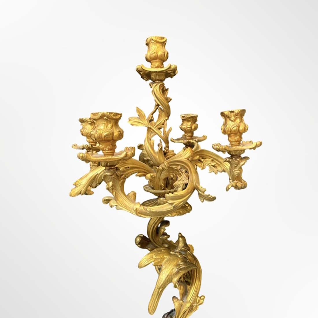 A Monumental 19th C. LEROLLE FRERES Figural Bronze & Marble Clock Set, Signed - 7