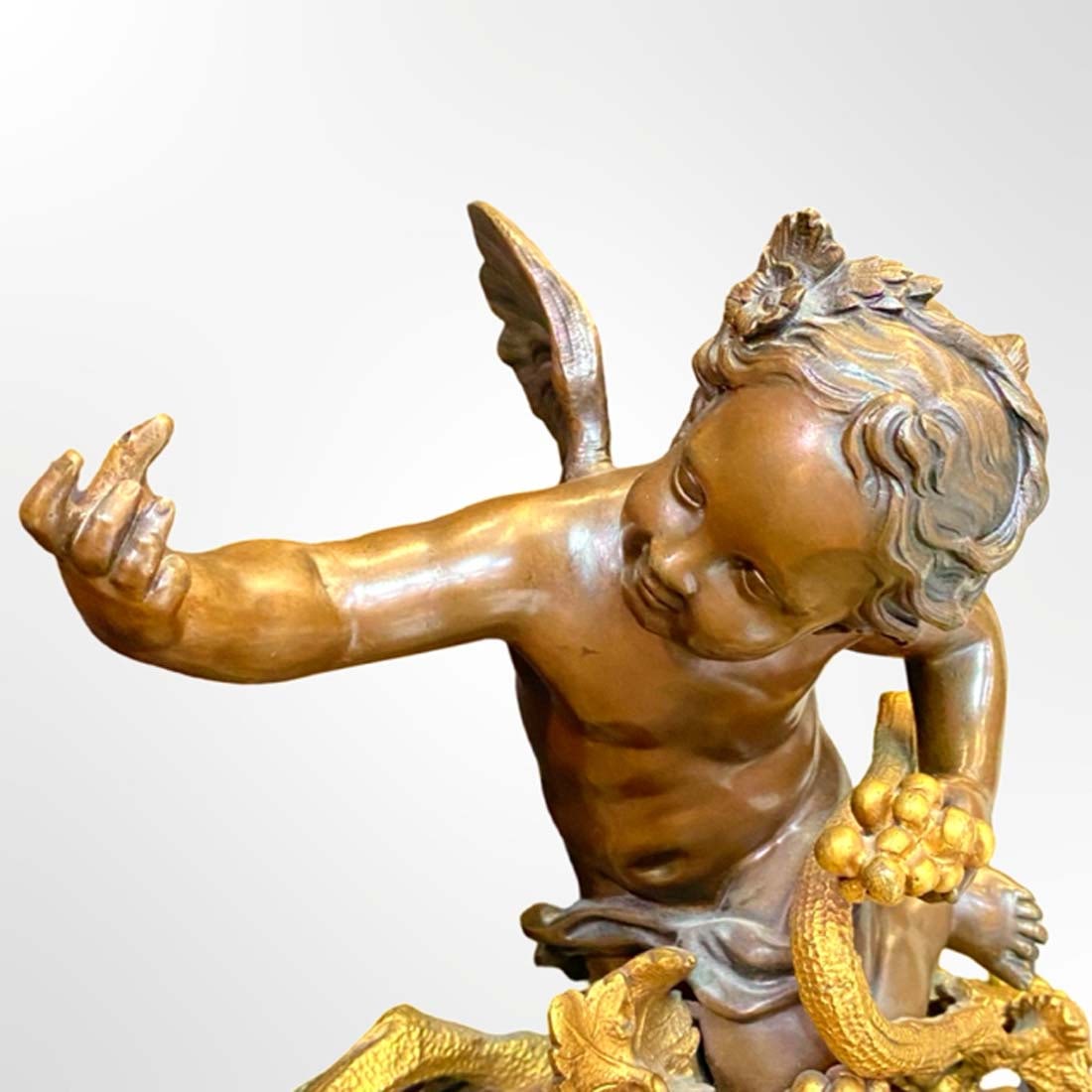 A Monumental 19th C. LEROLLE FRERES Figural Bronze & Marble Clock Set, Signed - 8