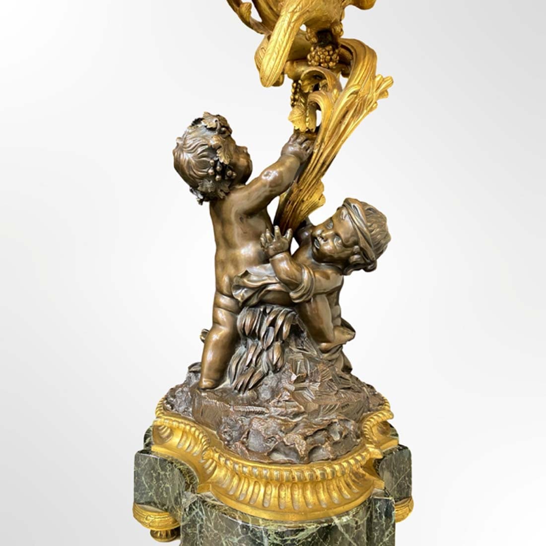 A Monumental 19th C. LEROLLE FRERES Figural Bronze & Marble Clock Set, Signed - 9