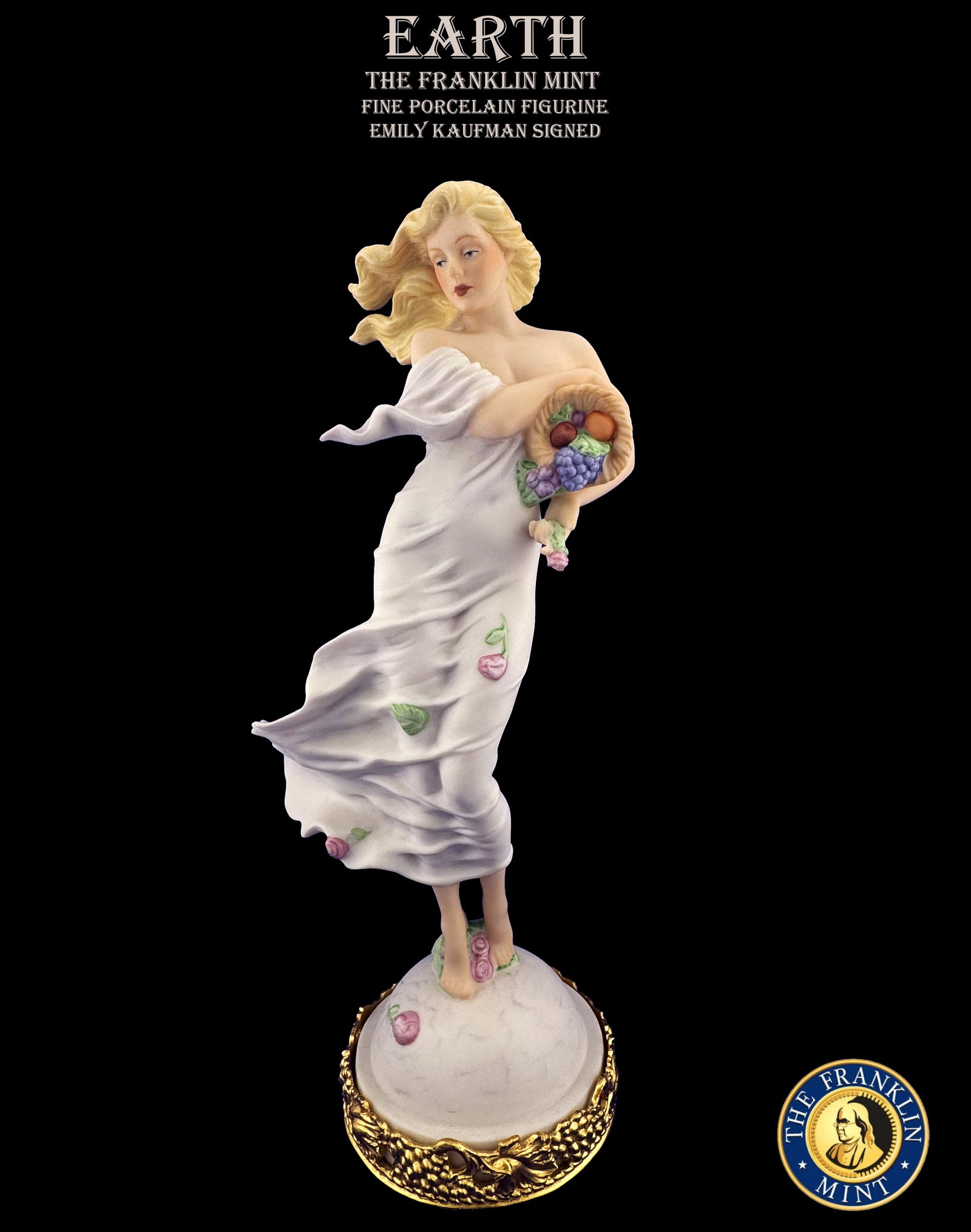 Earth, 20th C. The Franklin Mint Fine Porcelain Figurine, Emily Kaufman Signed (1 of 9)