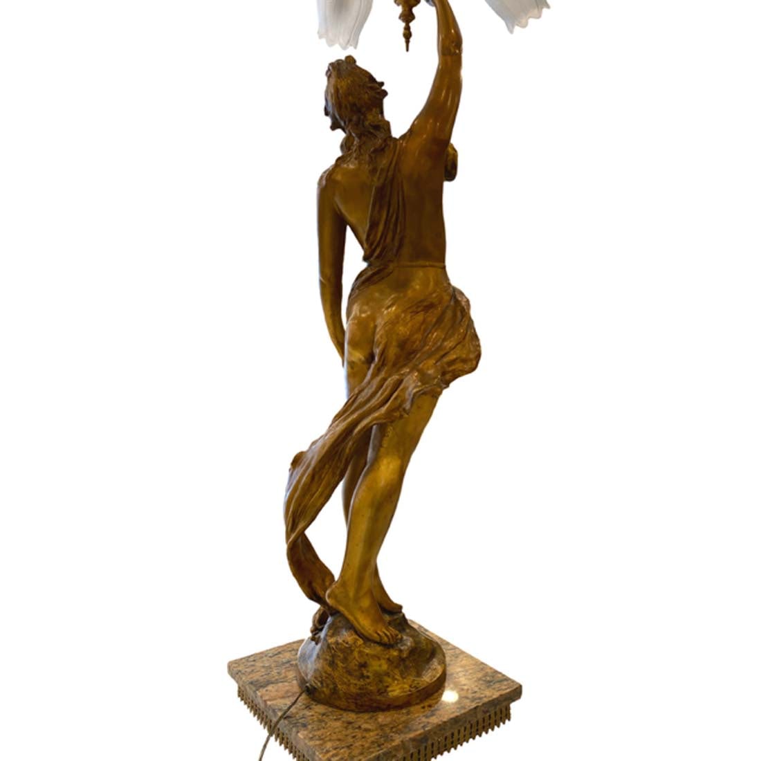A Large Nymphaia Torchiere/Light Statue on Marble Pedestal - 10