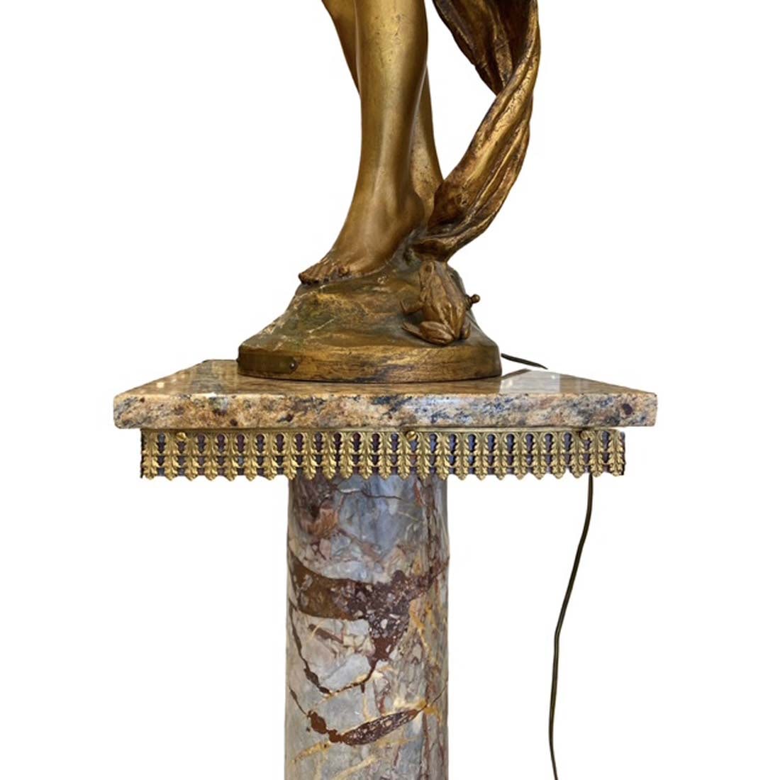 A Large Nymphaia Torchiere/Light Statue on Marble Pedestal - 2