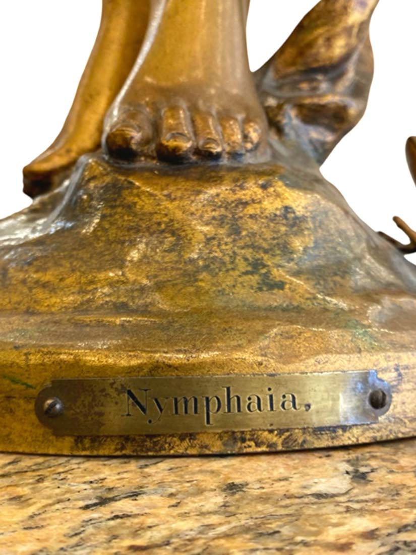 A Large Nymphaia Torchiere/Light Statue on Marble Pedestal - 7
