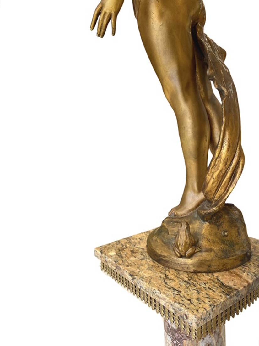 A Large Nymphaia Torchiere/Light Statue on Marble Pedestal - 8