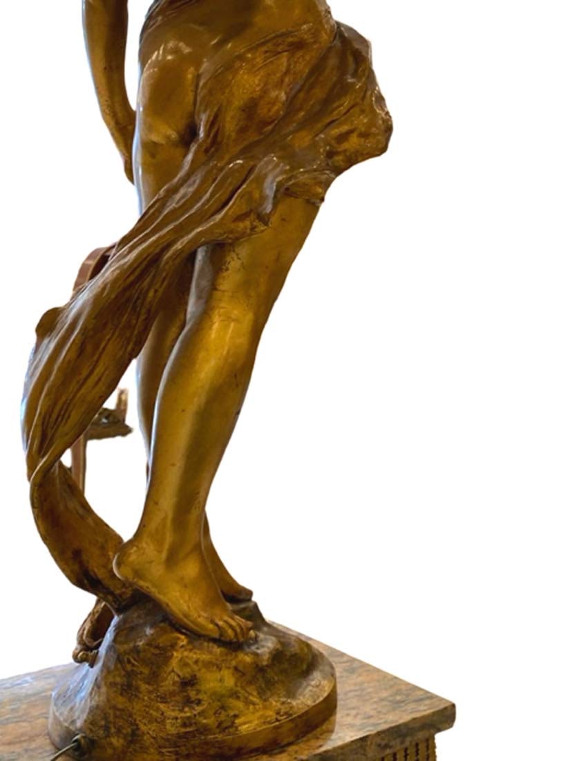 A Large Nymphaia Torchiere/Light Statue on Marble Pedestal - 9