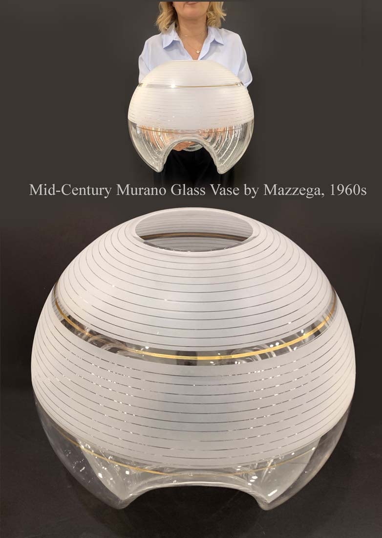 A Large Mid 20th Century Italian Murano Modern Glass Crystal Vase (1 of 3)
