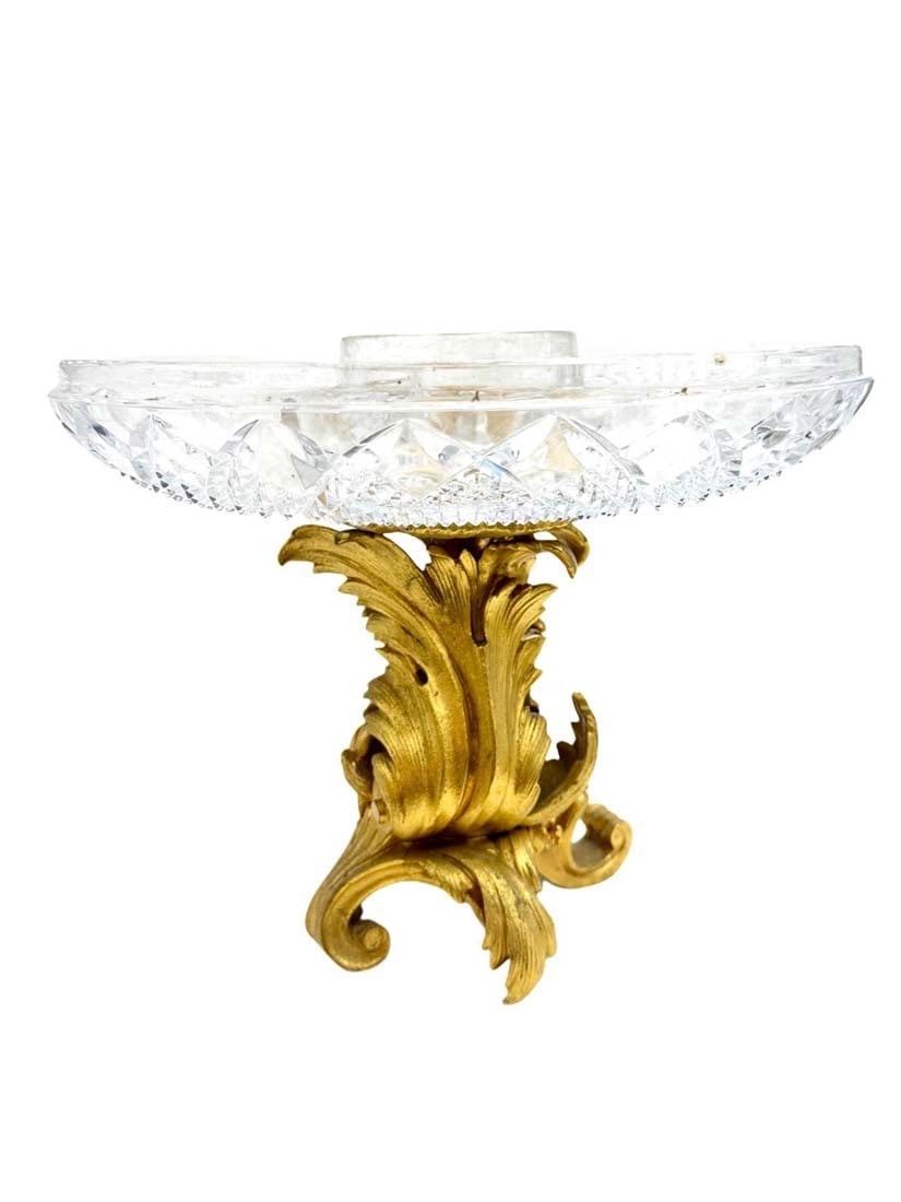 A Pair of 19th Century French Gilt Bronze Crystal Centerpieces - 2