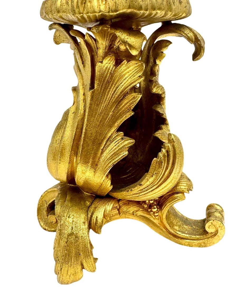A Pair of 19th Century French Gilt Bronze Crystal Centerpieces - 4