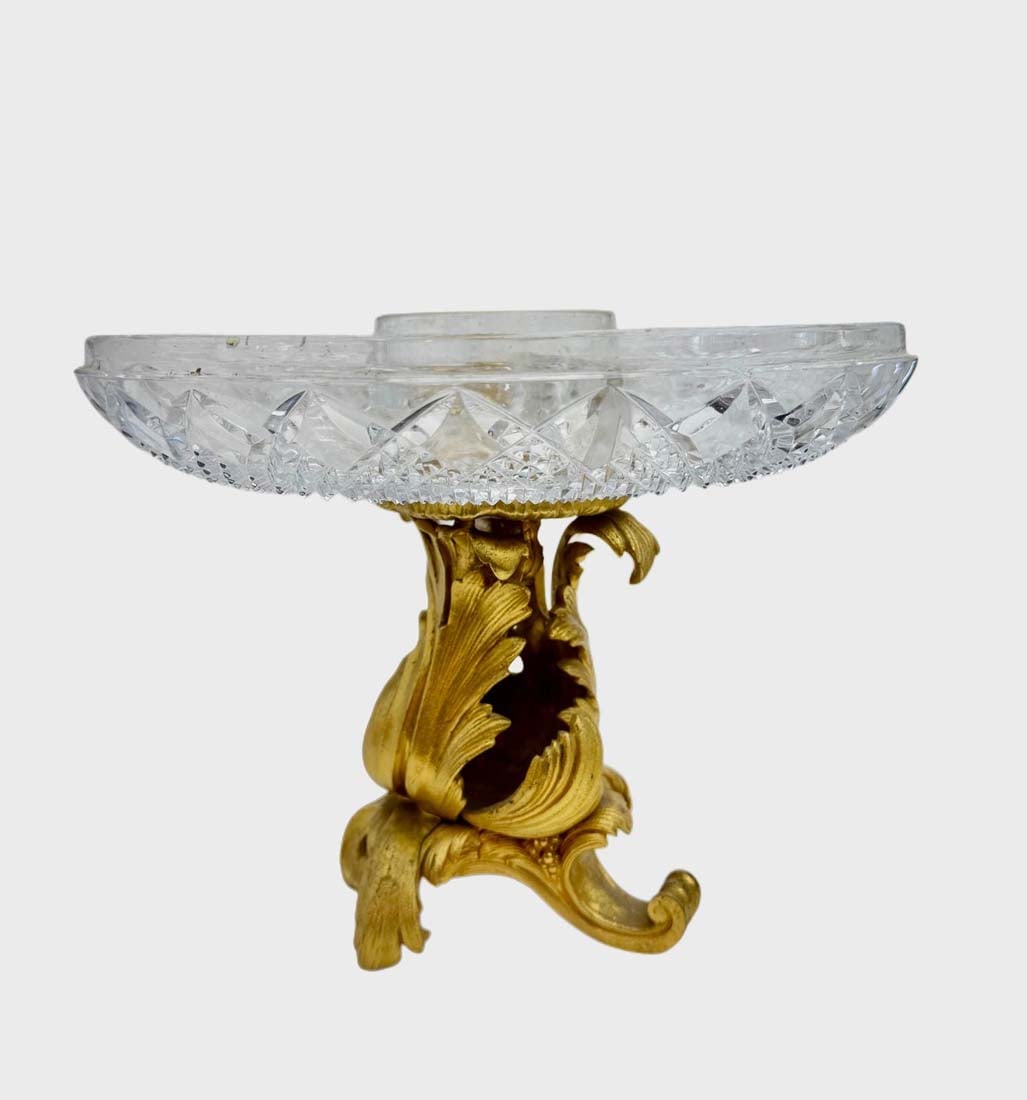A Pair of 19th Century French Gilt Bronze Crystal Centerpieces - 8