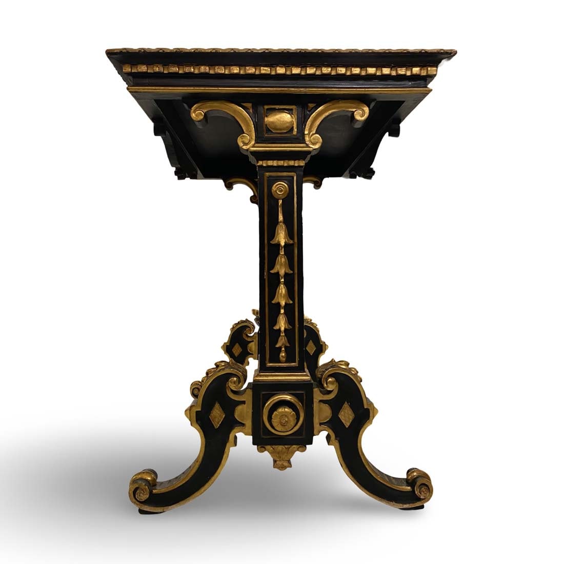 19th C. Italian Giltwood Hand Painted Pietra Dura Table - 2