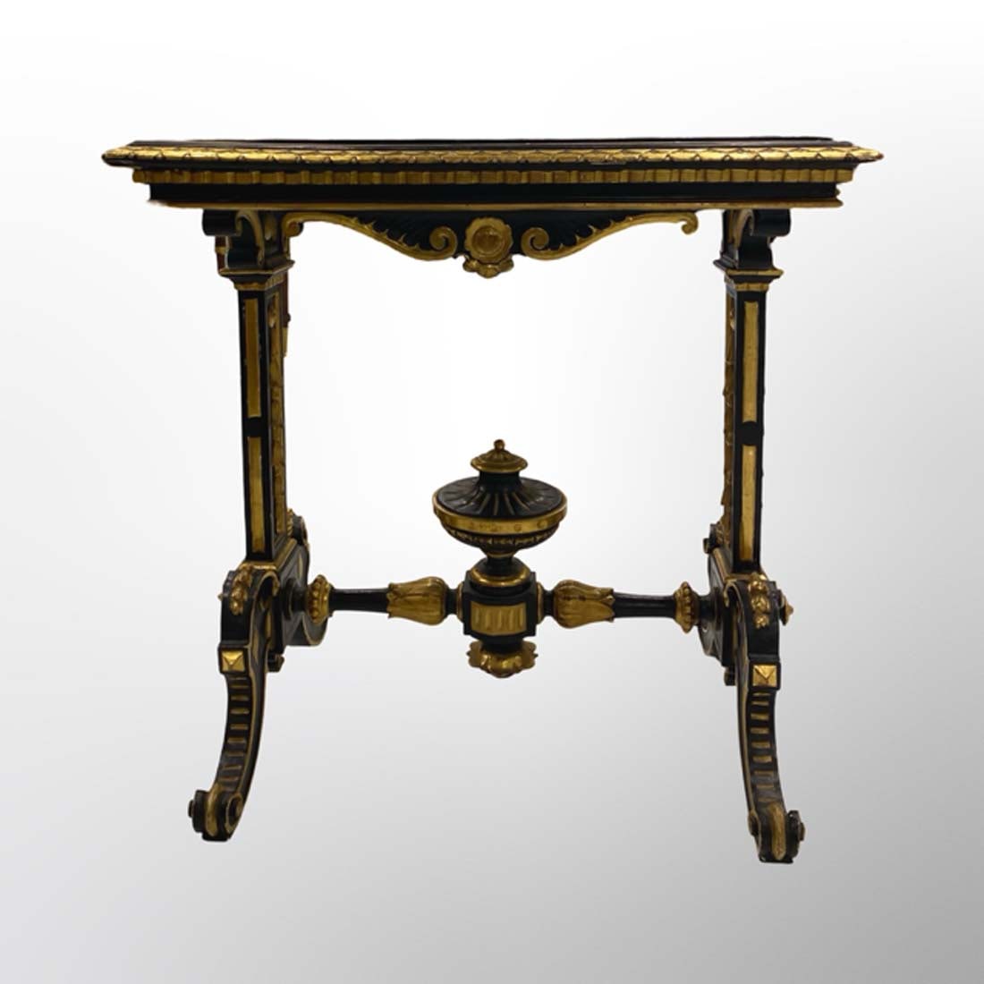 19th C. Italian Giltwood Hand Painted Pietra Dura Table - 4