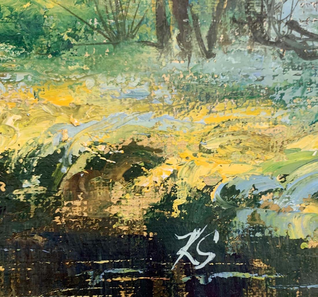 River Evening, A Modernist Acrylic on Paper Painting, Artist Signed - 3