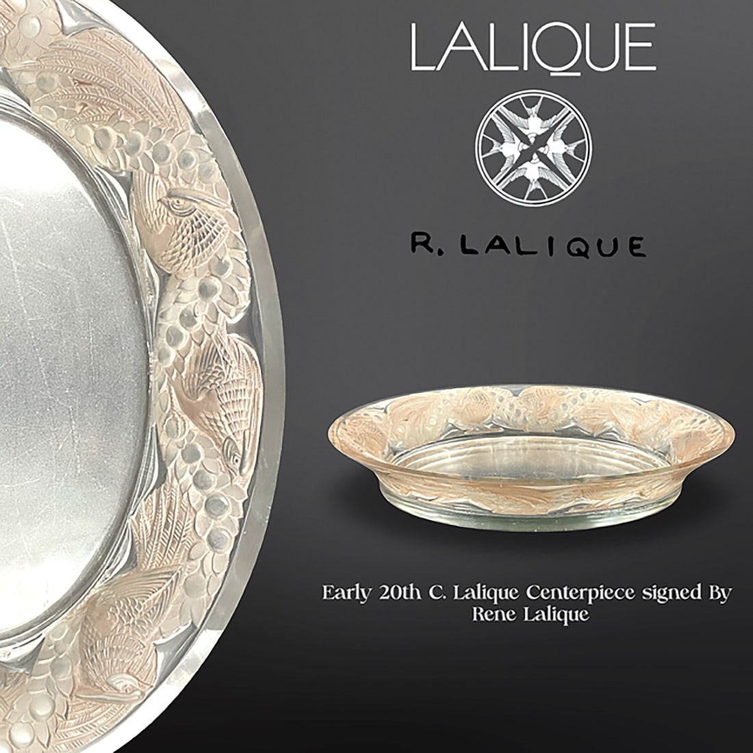 An Early 20th Century Rene Lalique Signed Crystal Centerpiece (1 of 5)