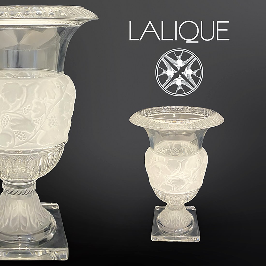 A French Lalique Frosted Crystal Versailles Vase, Signed (1 of 5)