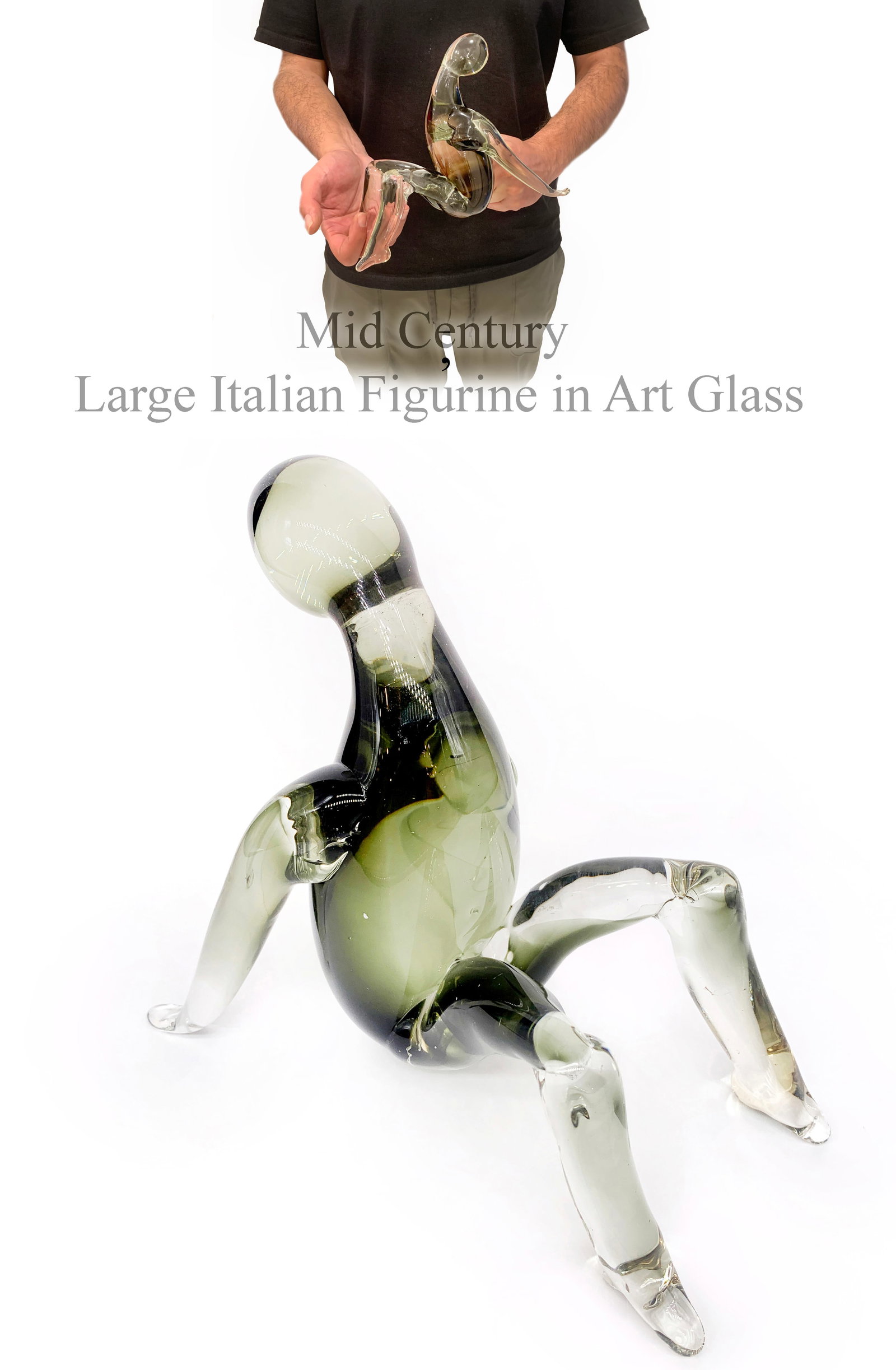 A Large Mid Century Italian Modern Art Glass Figurine: A Large Mid Century Italian Modern Art Glass Figurine. H 7.5"