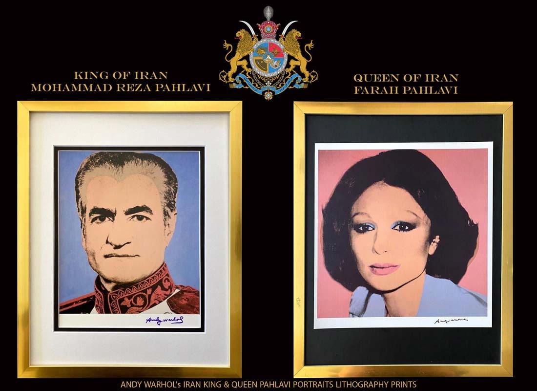 A Pair of Andy Warhol's King & Queen of Iran Portraits Framed Lithography Prints (1 of 7)
