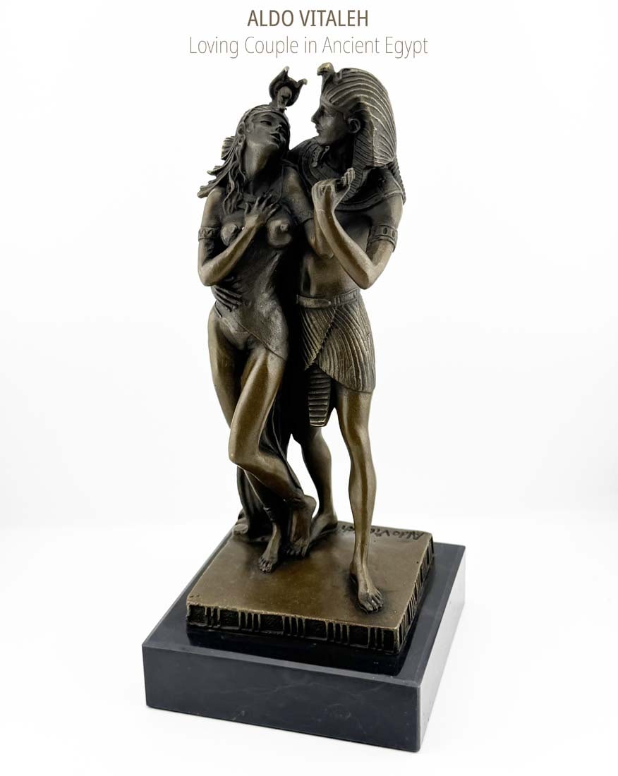Ancient Egyptian Lovers, An Art Deco Style Bronze Figurine Group, Signed (1 of 11)