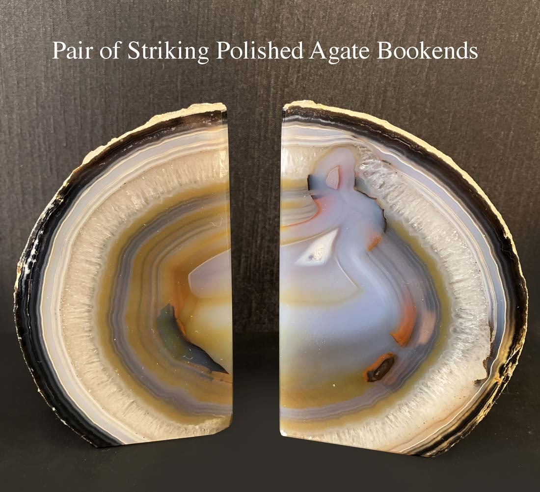 A Pair of Striking Polished Agate Strone bookends (1 of 4)