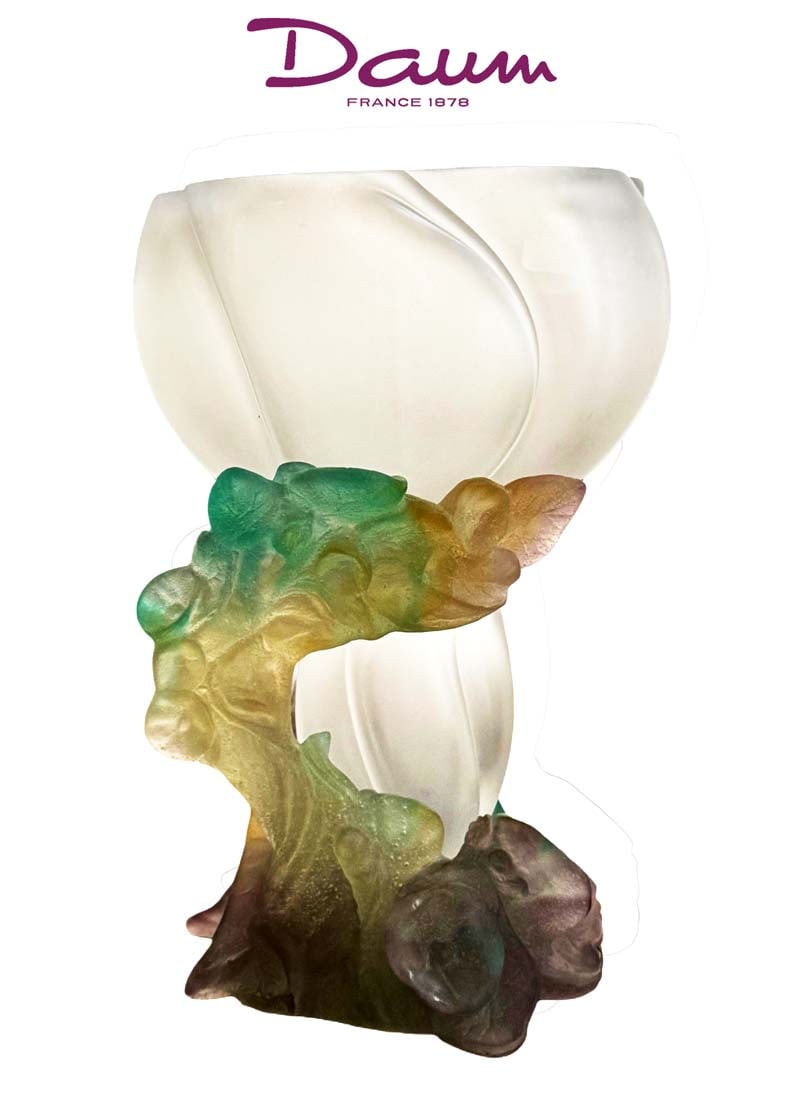 A French Daum Pate-de-Verre Satin Art Glass Chalice Vase, Signed (1 of 10)