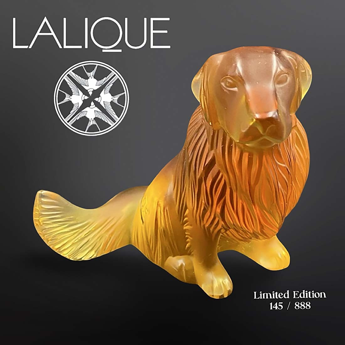 A Lalique Golden Amber Crystal Retriever Dog Figurine, Ltd Edition, Signed (1 of 4)