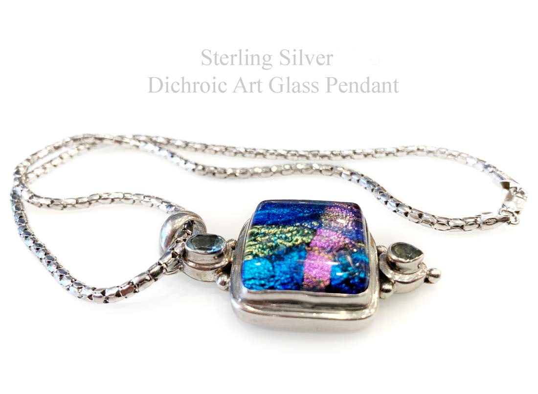 A Sterling Silver Dichroic Art Glass Pendant