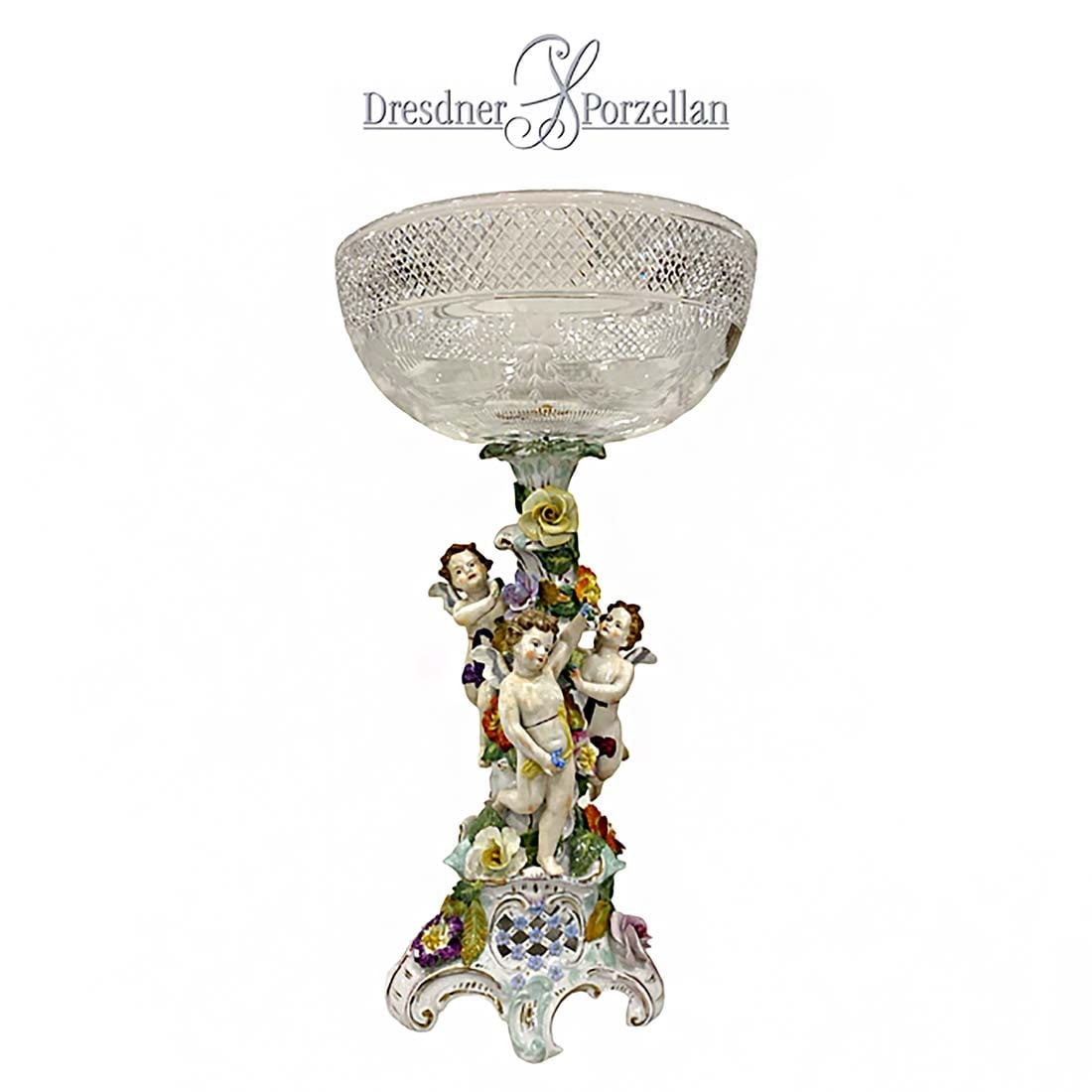 19th C. German Dresden Figurine Group Crystal Centerpiece (1 of 5)