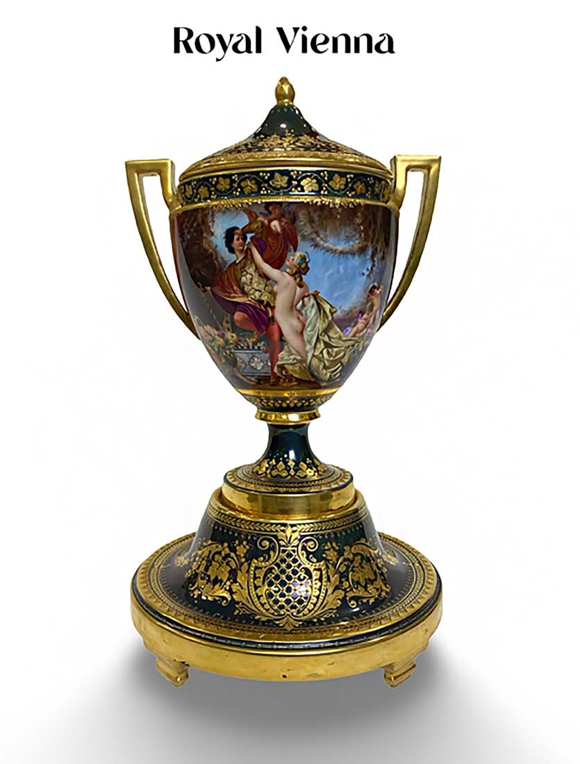 19th C. Austrian Royal Vienna Hand Painted Centerpiece/Urn, Hallmarked (1 of 7)