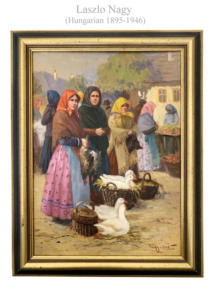 Hungarian Village, An Oil on Board Painting, Laszlo Nagy Signed: Hungarian Village, An Oil on Board Painting, Laszlo Nagy Signed. 13" x 17"